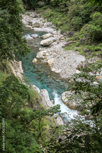 View of river in side taroko national park for landscape in Hualien taiwan.