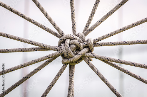 Konstfotografi many ropes and one big knot close up