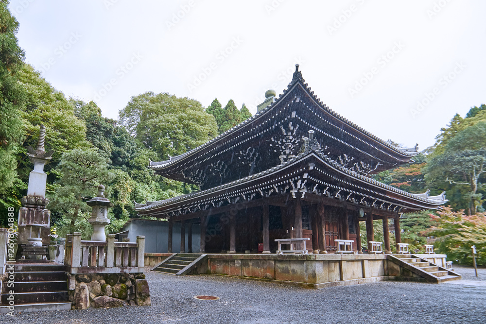 Kyoto, Japan - November 9, 2016: Beautiful historic hall of Chionin temple which is the head temple of the Jodo sect of Japanese Buddhism in Kyoto, Japan