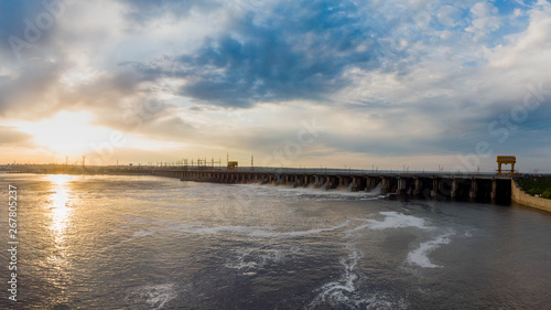 Wallpaper Mural Powerful stream of water falls from the shutter in the dam, hydroelectric Torontodigital.ca
