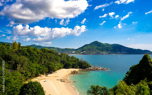 View on an idyllic exotic coast on a sunny day in Thailand