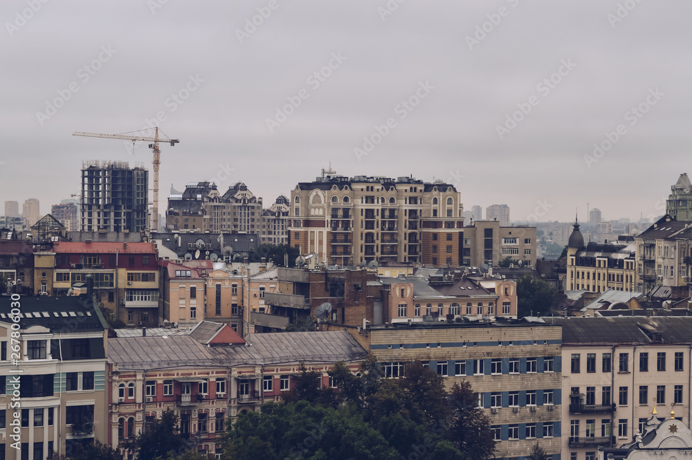 cityscape of Kiev on overcast