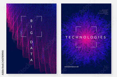 Big data background. Technology for visualization, artificial intelligence, deep learning and quantum computing. Design template for science concept. Vector big data backdrop.