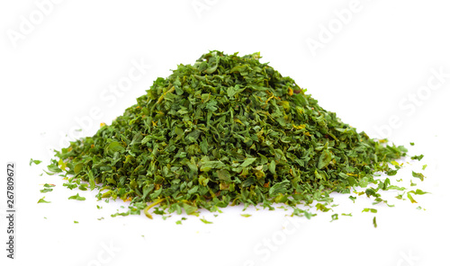 dried parsley isolated on white background