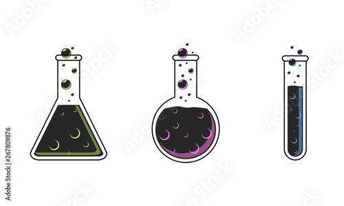 The three most common elements of chemical activity, as well as the most recognizable. Can be used for educational and promotional purposes. And as a designation of the category in online stores.