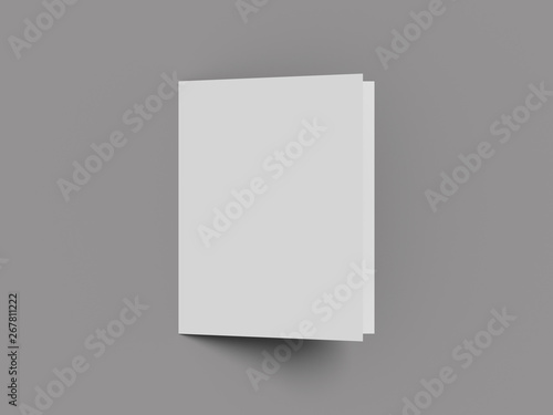 White vertical booklet mockap brochure magazine A4 divided into two parts isolated. 3D rendering.
