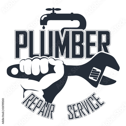 Wrench in hand symbol for plumber