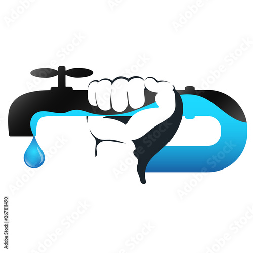 Water tap in hand symbol for repair and service