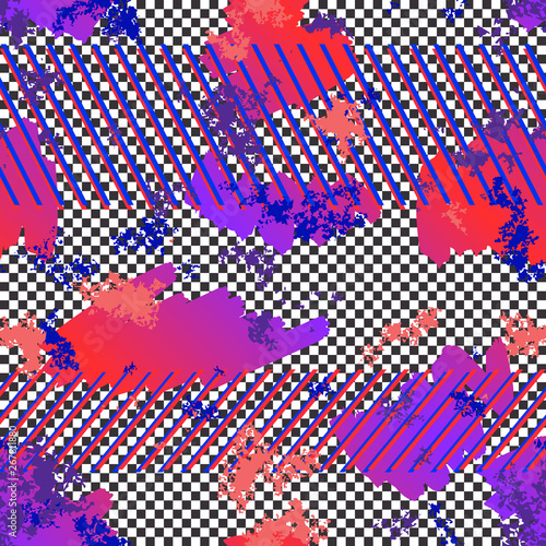 Abstract neon seamless pattern. Colorful urban sport style vector texture