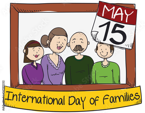 Happy Family with Middle Age Parents Celebrating International Families' Day, Vector Illustration © Penwin