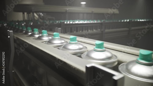 Wallpaper Mural Countless aluminium spray cans on a pipeline in the factory looping animation 4K Torontodigital.ca