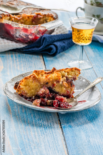 Cherry and almond bakewell sponge pudding