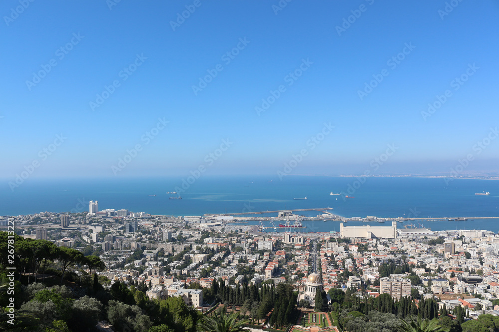 Panorama of Haifa from Mount Carmel, Israel