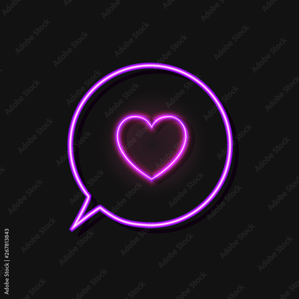 Vector Neon Heath Icon in Glowing Talk Bubble Isolated, Like Sign. Vector Neon Heath Icon in Glowing Talk Bubble Isolated, Like Sign.