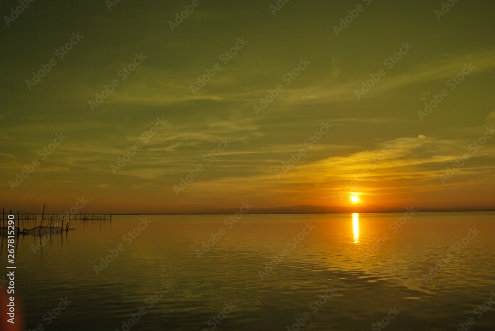 Sunset in the mediterranean lake