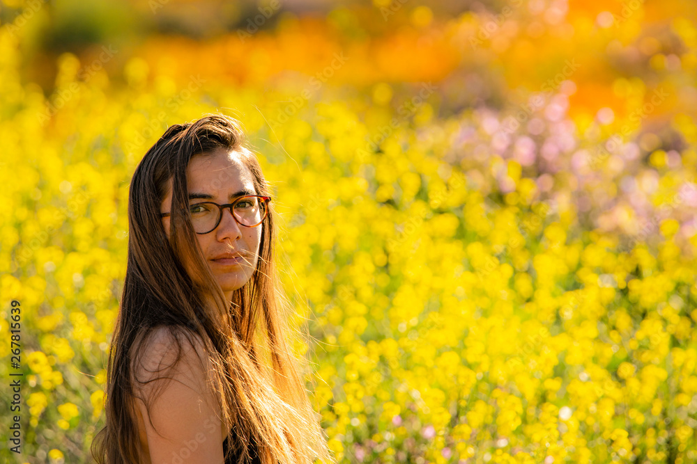 Young Woman at the Superbloom in Lake Elsinore Young Woman at the Superbloom in Lake Elsinore