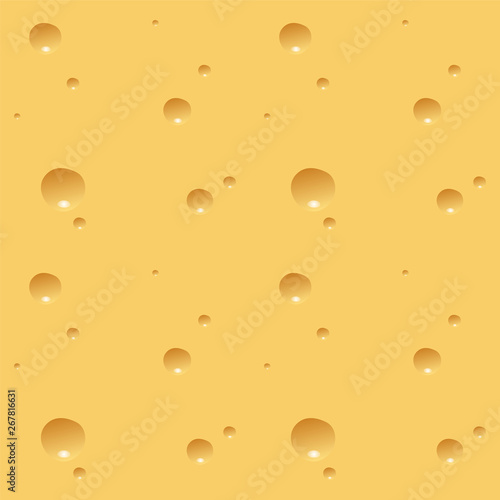 Realistic cheese texture with holes. Seamless pattern. Vector background.