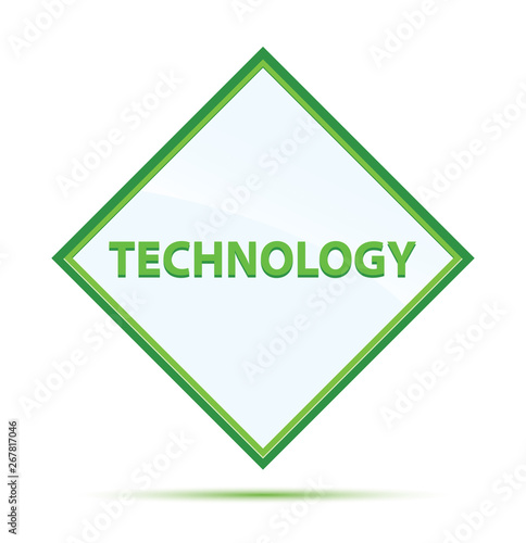Technology modern abstract green diamond button