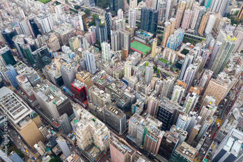  Top view of Hong Kong downtown city in Kowloon side