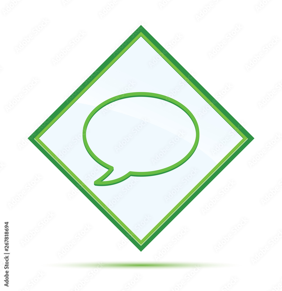 Chat bubble icon modern abstract green diamond button Chat bubble icon modern abstract green diamond button