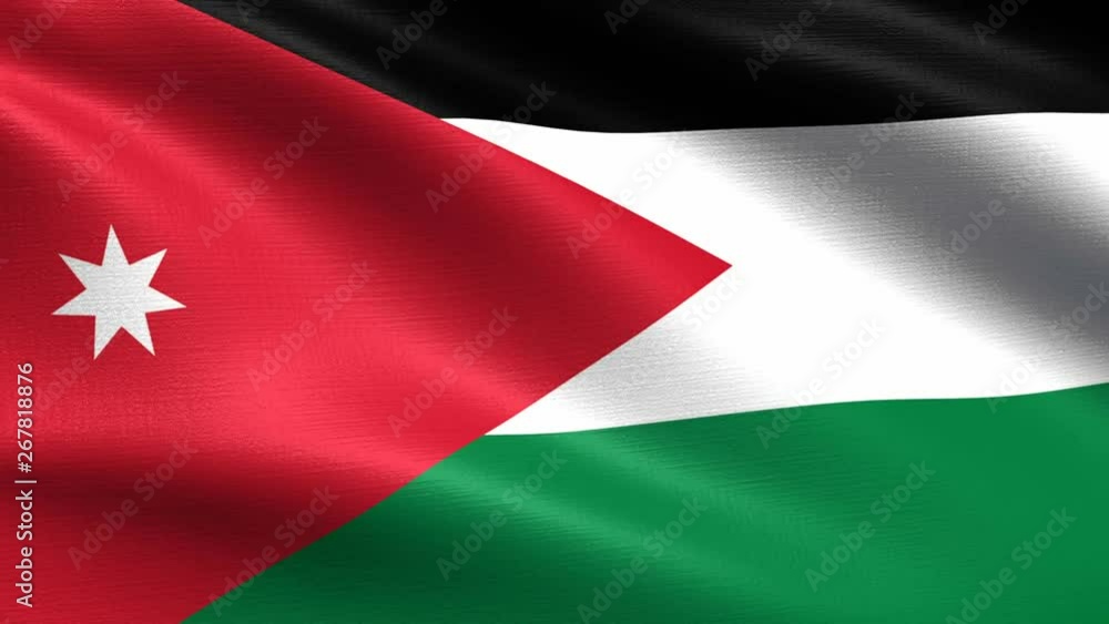 Realistic flag of Jordan, Seamless looping with highly detailed fabric texture, 4k resolution Realistic flag of Jordan, Seamless looping with highly detailed fabric texture, 4k resolution