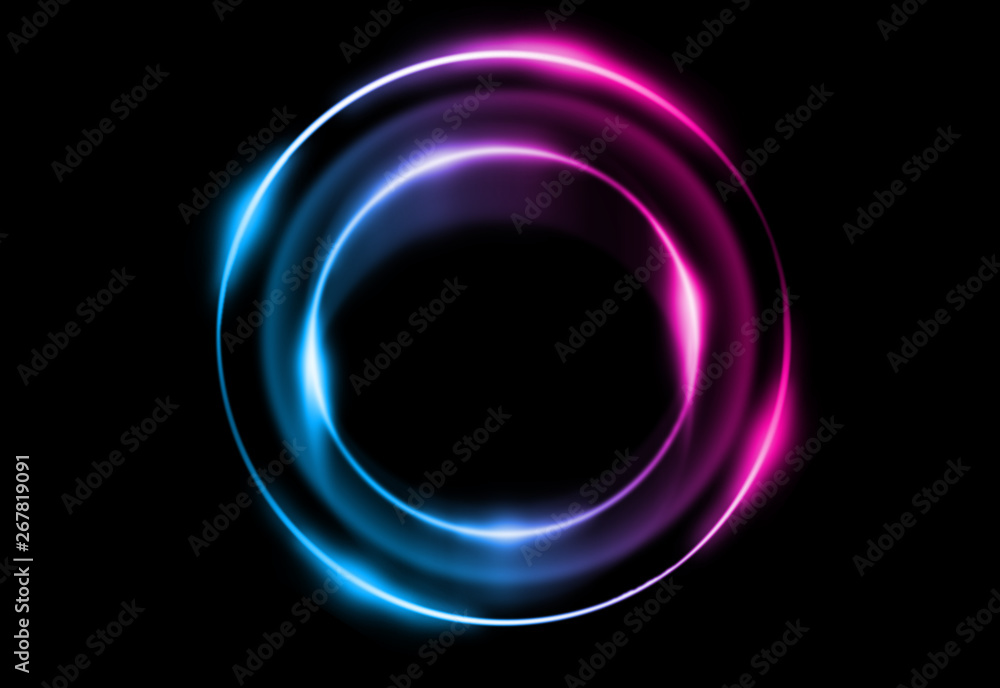Dark abstract futuristic background. Neon lines and shapes. Neon glow and rays on a dark background Dark abstract futuristic background. Neon lines and shapes. Neon glow and rays on a dark background