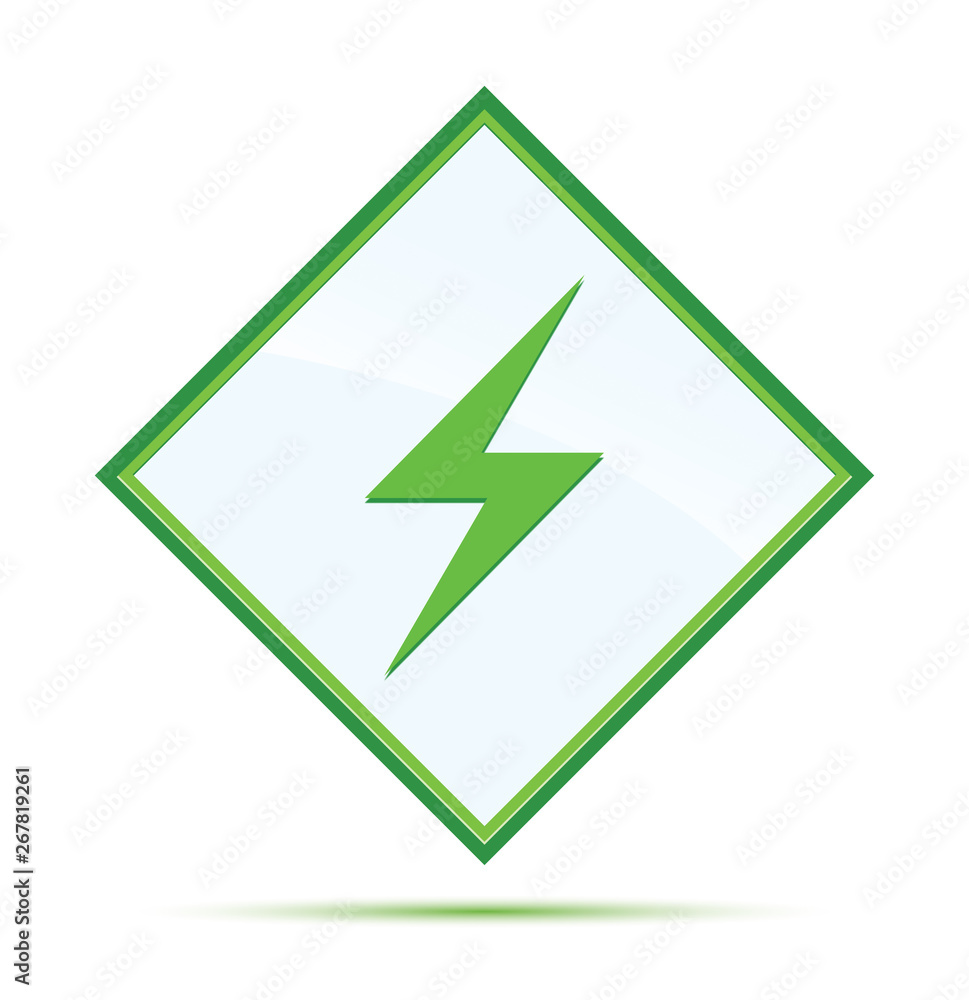 Electric bolt icon modern abstract green diamond button Electric bolt icon modern abstract green diamond button
