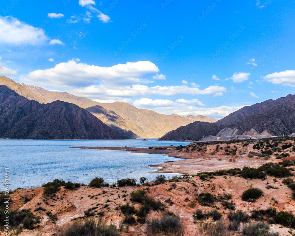 Natural landscape with mountains of Potrerillos, Mendoza, Argentina