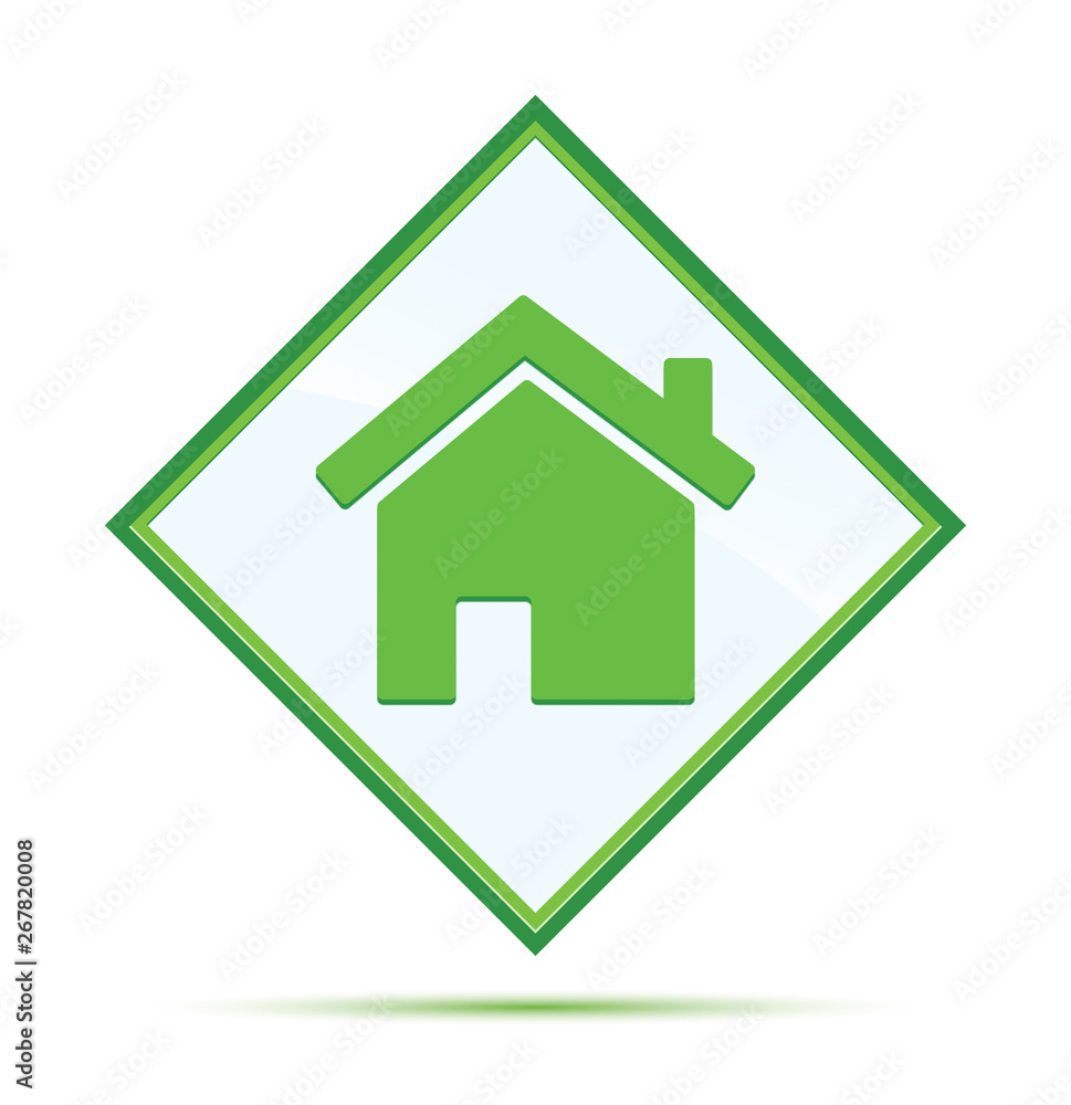 Home icon modern abstract green diamond button