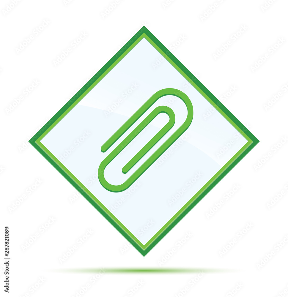 Obraz premium Paper clip icon modern abstract green diamond button
