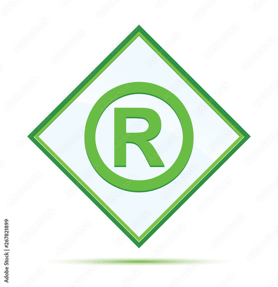 Registered symbol icon modern abstract green diamond button Registered symbol icon modern abstract green diamond button