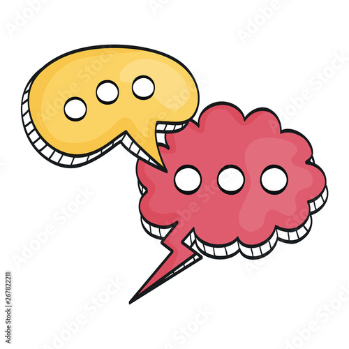 speech bubbles messages with relief drawing