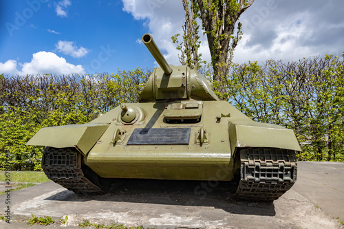 Soviet tank T34, from WWII, monument memorizing the battle to free up Gdansk in Poland from German occupation during World War II.
