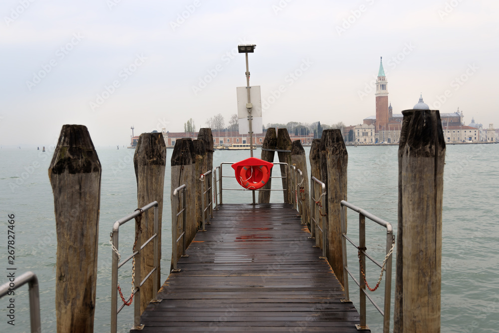 Dock poles in Venice, Italy.
