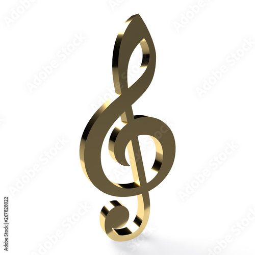 Obraz na płótnie golden 3d treble clef isolated on white background