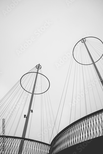 Geometric bridge with leading lines and circles
