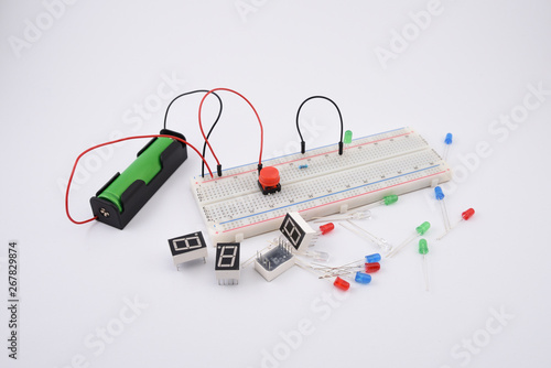 Fotografi breadboard electrical for learn for beginners  and electric parts