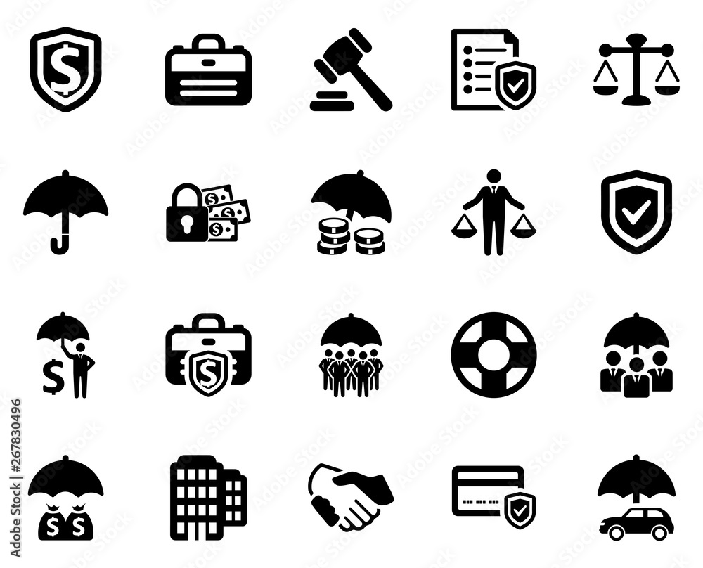 Business Insurance Icon Set - (Black Series) Business Insurance Icon Set - (Black Series)