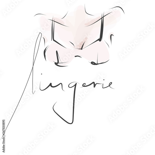 Woman, girl, model in lingerie. Hand-drawn illustration, vector