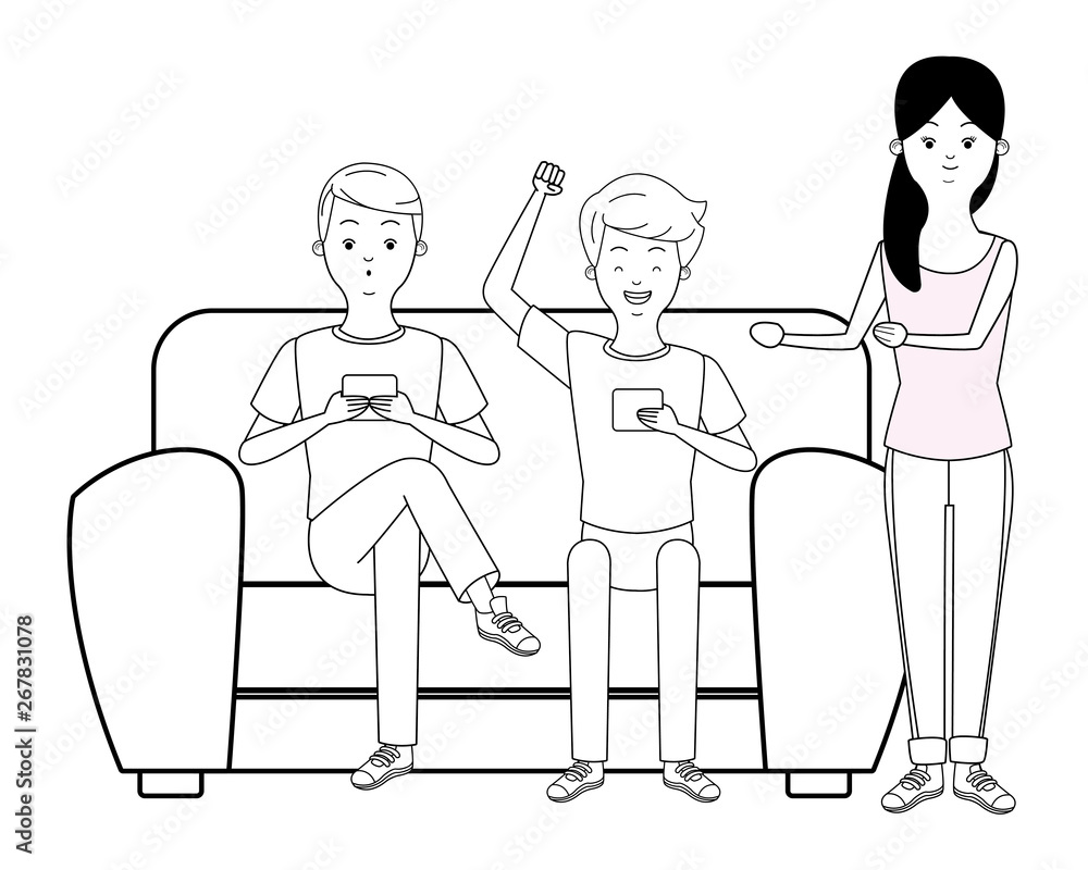 Millennials and smartphones in black and white Millennials and smartphones in black and white