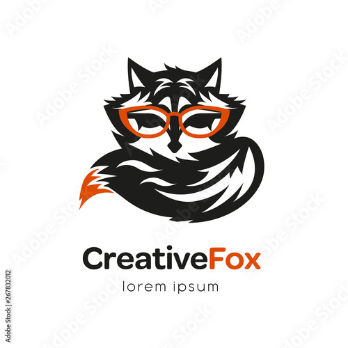 Creatine fox logo design template. Isolated drawing for use as an icon, logo, identity, in web and application design, for printing on various media and more