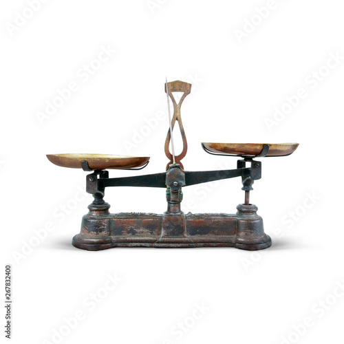 old scales isolated on white background