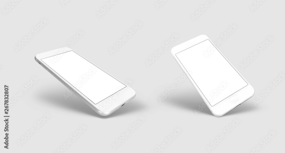 perspective cell phones isolated on white background perspective cell phones isolated on white background
