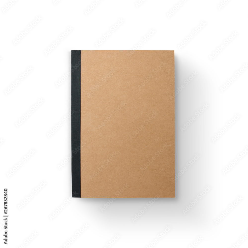 kraft notebook isolated on white background