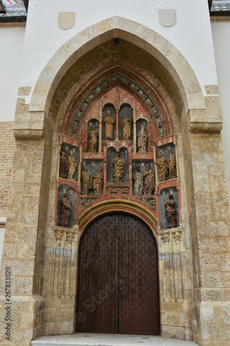 Entrance of the St. Mark's Roman Catholic Church in Upper Town (Gornji Grad) of Zagreb , Croatia