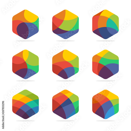 collection of colorful hexagon shape designs