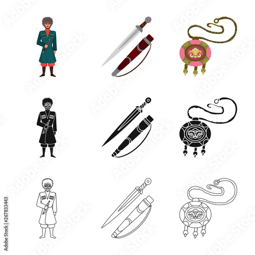 Isolated object of culture and sightseeing sign. Set of culture and originality stock vector illustration.