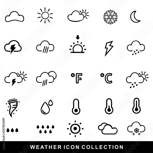 llustration of Weather icon symbol set, modern icon, outline design concept vector