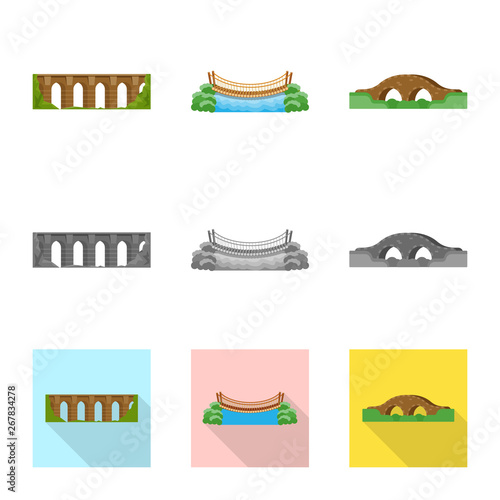 Vector illustration of connection and design symbol. Collection of connection and side vector icon for stock.