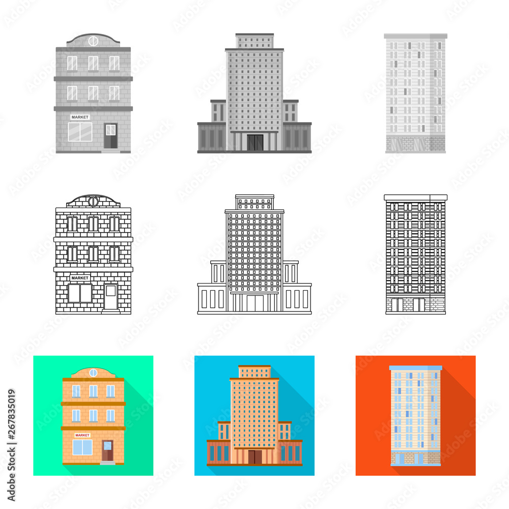 Vector design of municipal and center icon. Set of municipal and estate   stock vector illustration.